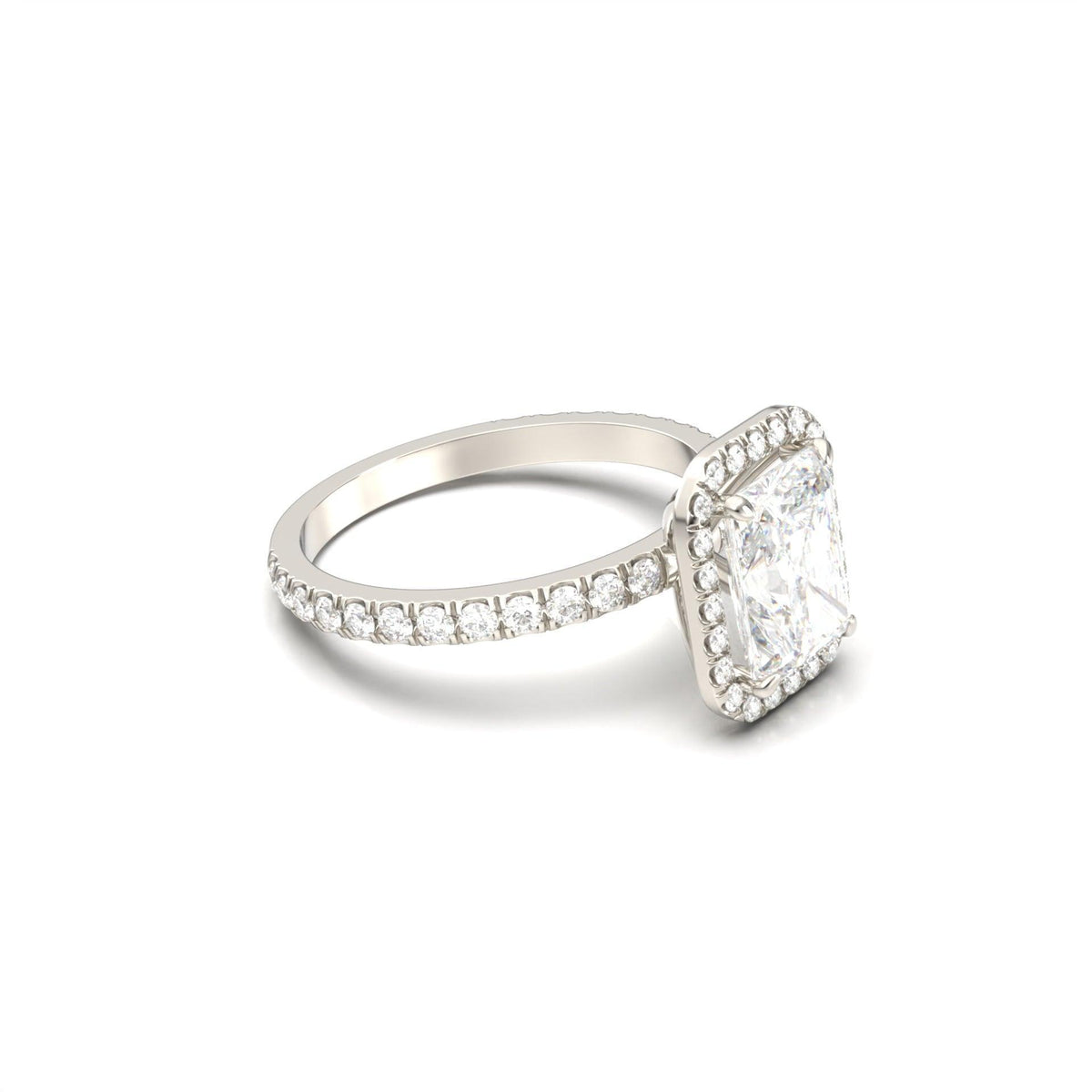 Radiant Halo Full Pavé Diamond Engagement Ring - Moissanite Engagement Rings