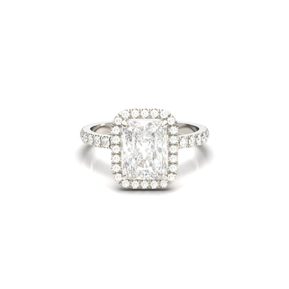 Radiant Halo Full Pavé Diamond Engagement Ring - Moissanite Engagement Rings