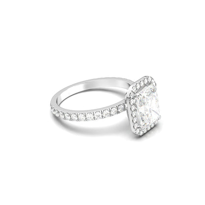 Radiant Halo Full Pavé Diamond Engagement Ring - Moissanite Engagement Rings