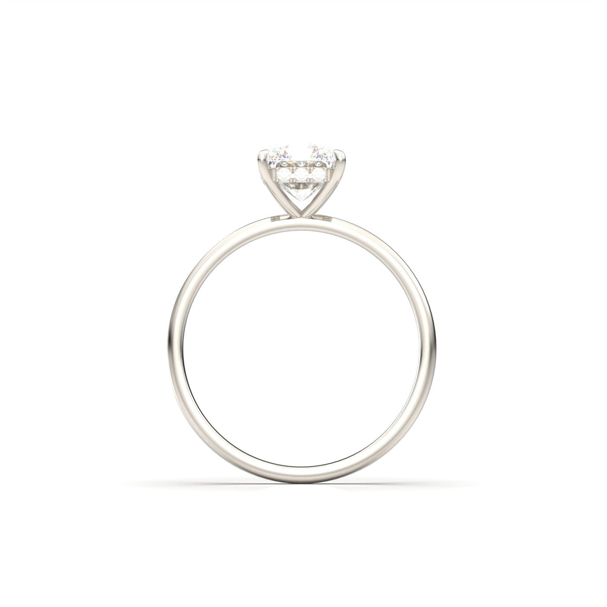 Radiant Hidden Halo Diamond Engagement Ring - Moissanite Engagement Rings