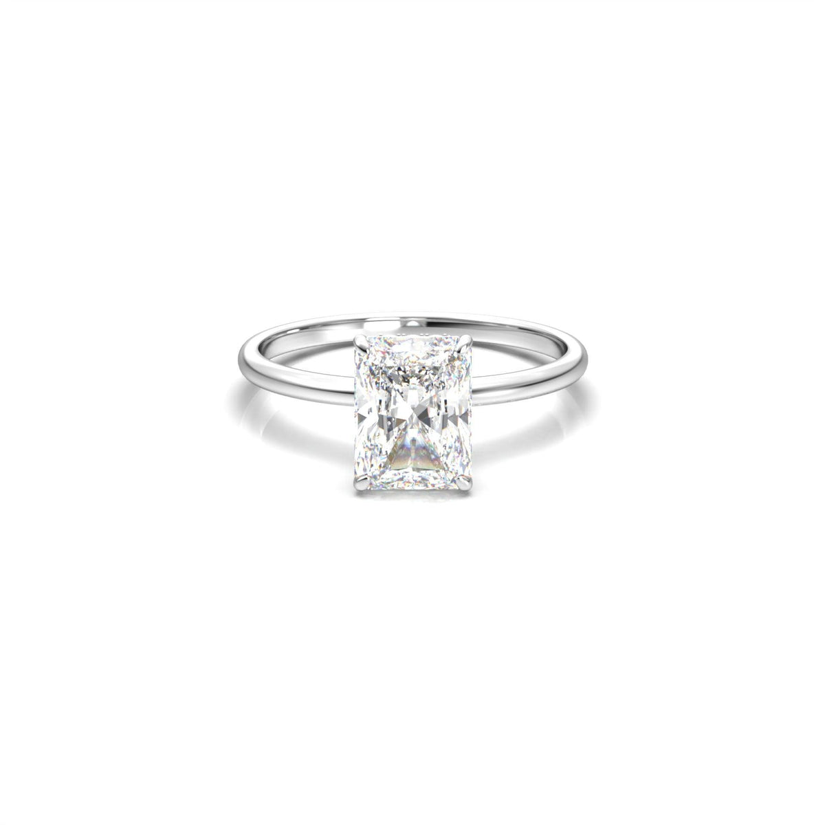 Radiant Hidden Halo Diamond Engagement Ring - Moissanite Engagement Rings