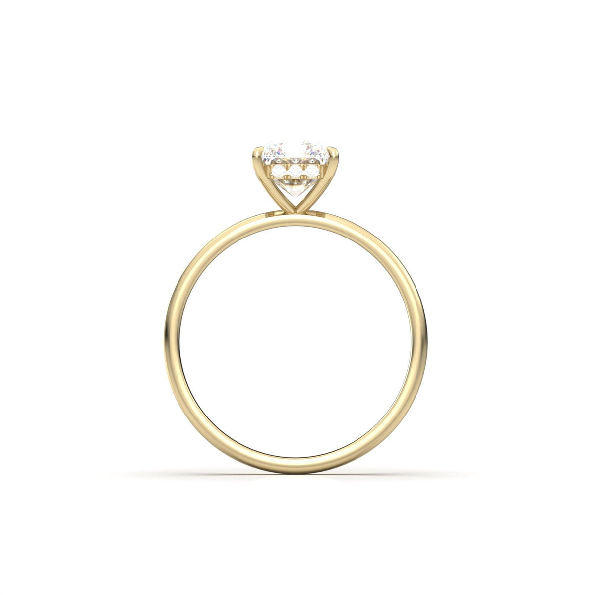 Radiant Hidden Halo Diamond Engagement Ring - Moissanite Engagement Rings