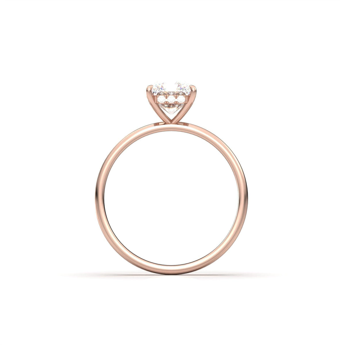 Radiant Hidden Halo Diamond Engagement Ring - Moissanite Engagement Rings