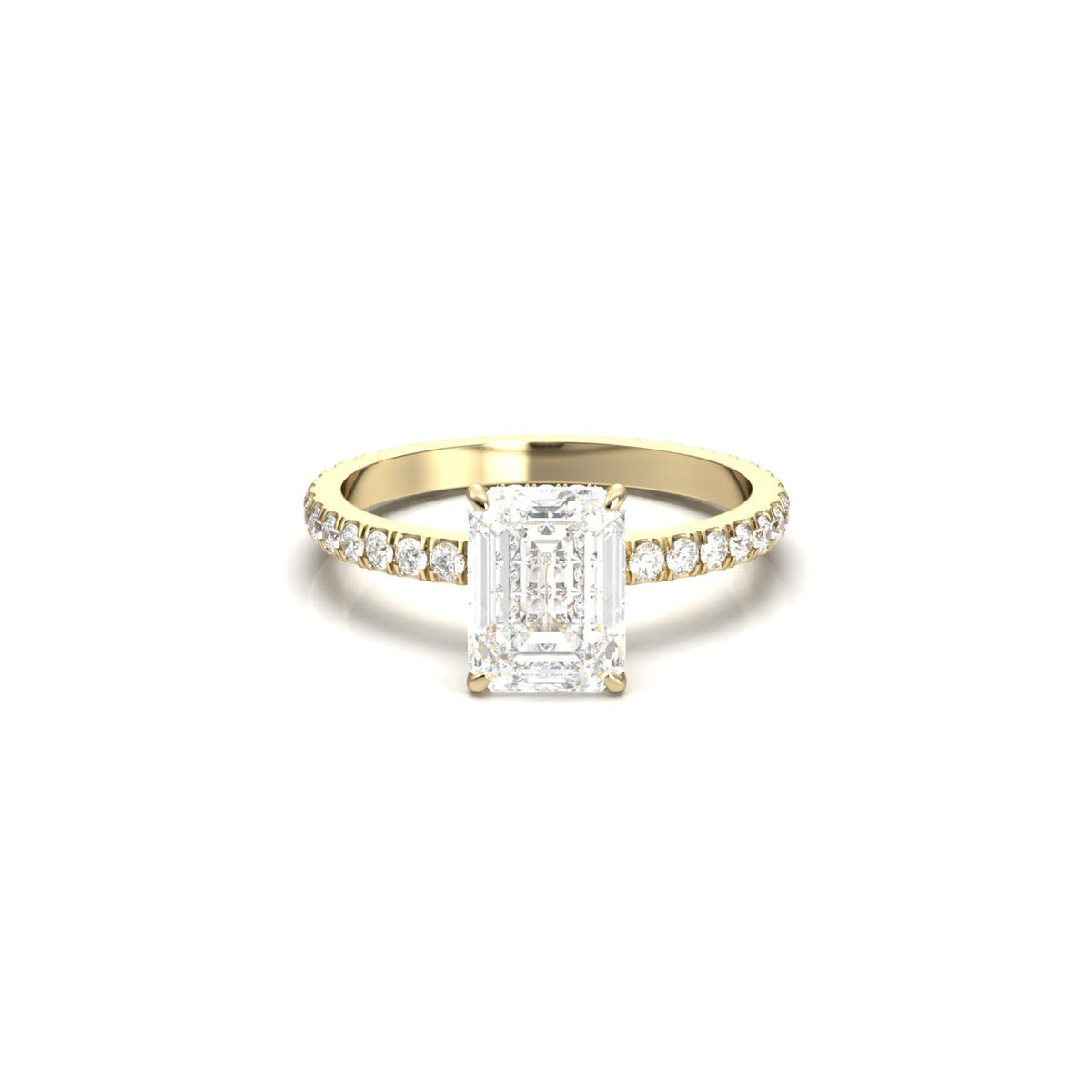 Radiant Hidden Halo Full Pavé Diamond Engagement Ring - Moissanite Engagement Rings