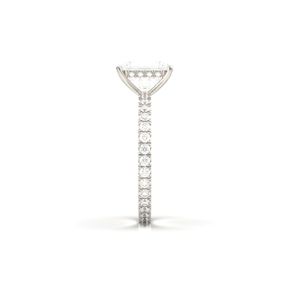 Radiant Hidden Halo Full Pavé Diamond Engagement Ring - Moissanite Engagement Rings