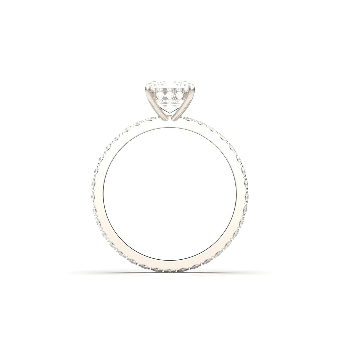Radiant Hidden Halo Full Pavé Diamond Engagement Ring - Moissanite Engagement Rings