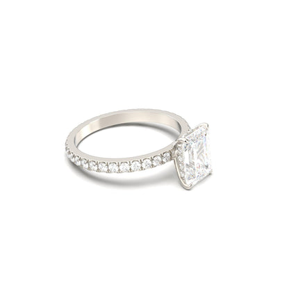 Radiant Hidden Halo Full Pavé Diamond Engagement Ring - Moissanite Engagement Rings
