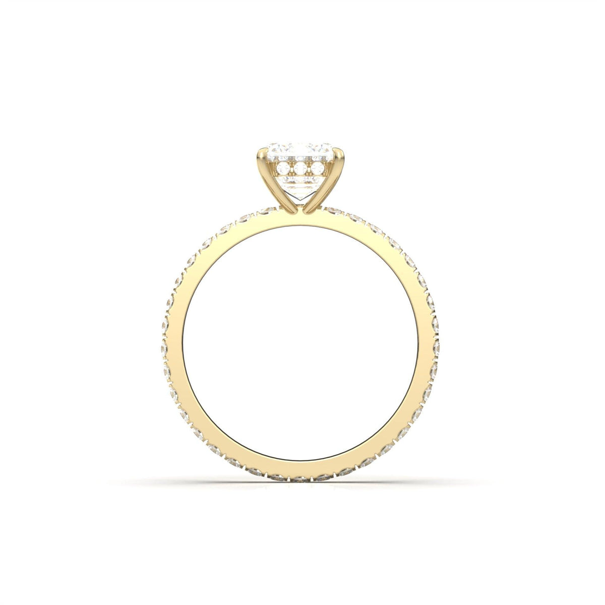 Radiant Hidden Halo Full Pavé Diamond Engagement Ring - Moissanite Engagement Rings