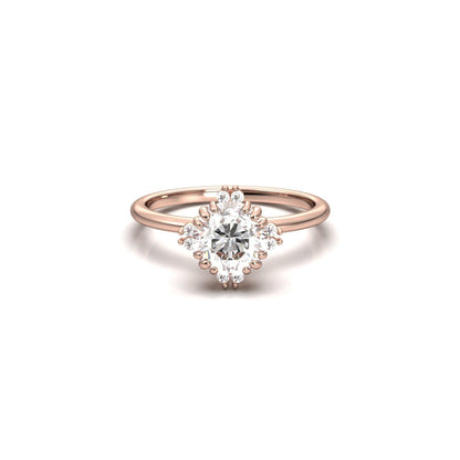 Round Accent Stones Diamond Engagement Ring - Moissanite Engagement Rings