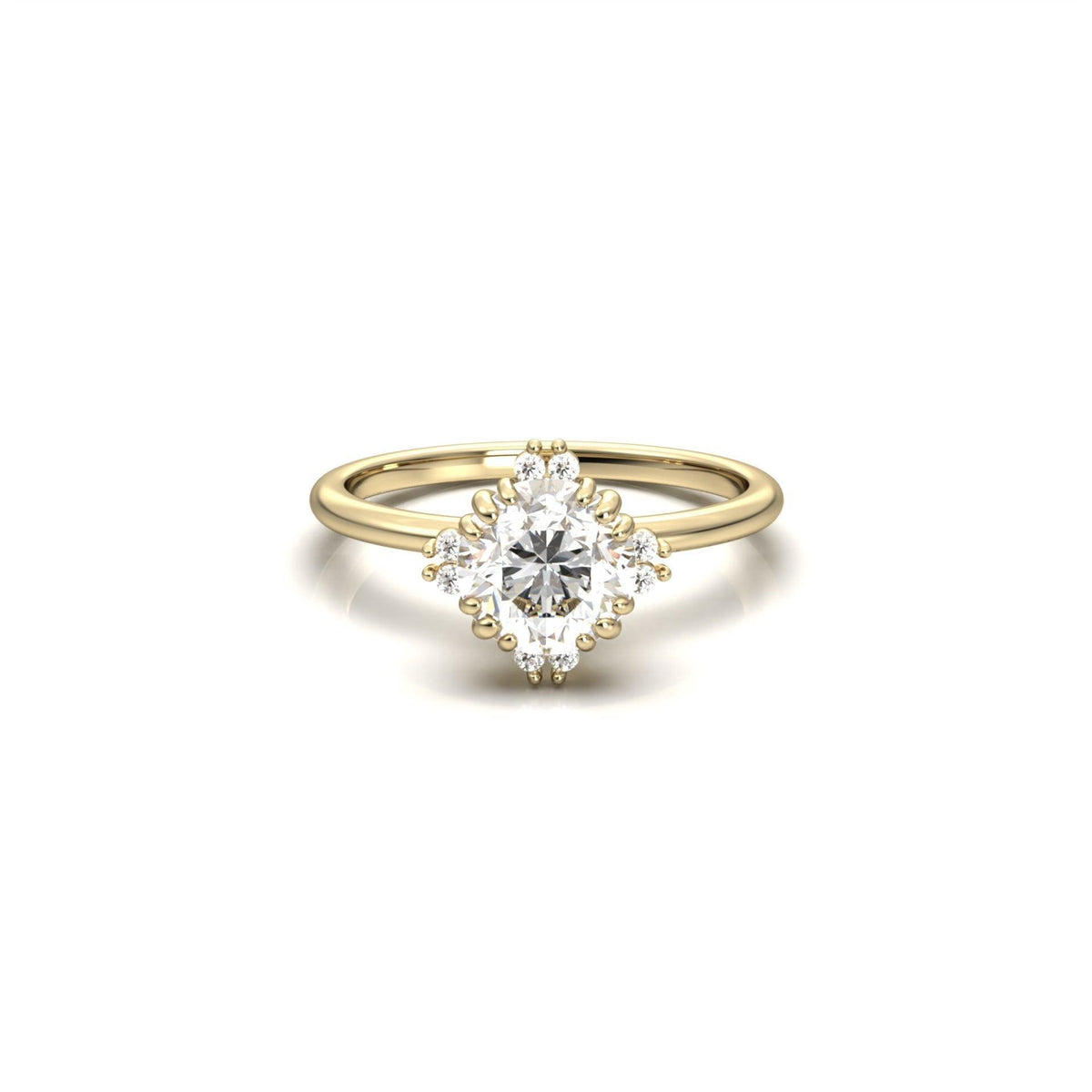 Round Accent Stones Diamond Engagement Ring - Moissanite Engagement Rings