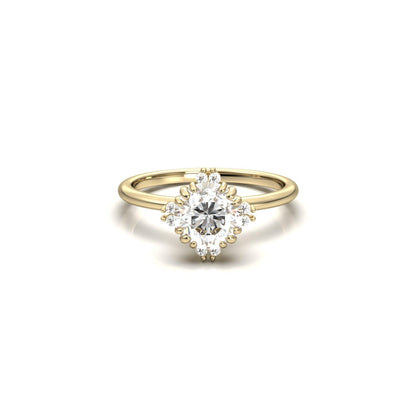 Round Accent Stones Diamond Engagement Ring - Moissanite Engagement Rings