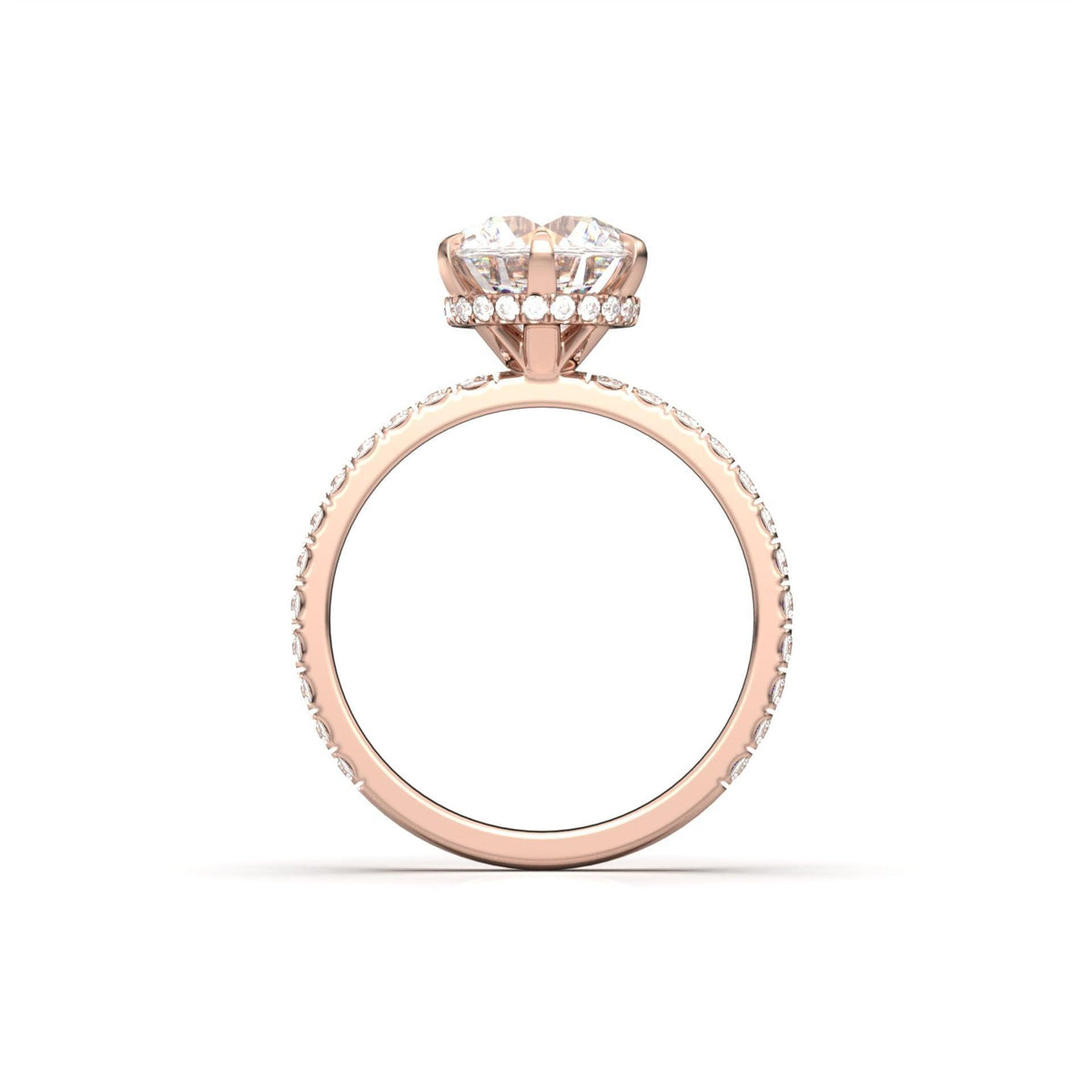 Round Half Pavè & Hidden Halo Moissanite Engagement Ring - Moissanite Engagement Rings