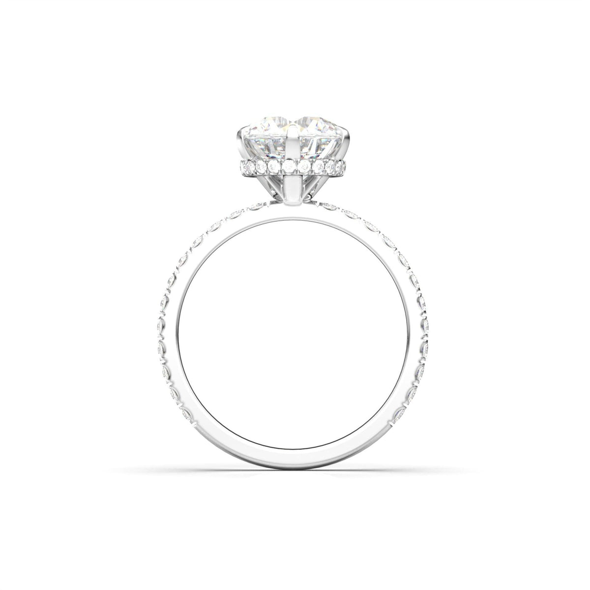 Round Half Pavè & Hidden Halo Moissanite Engagement Ring - Moissanite Engagement Rings