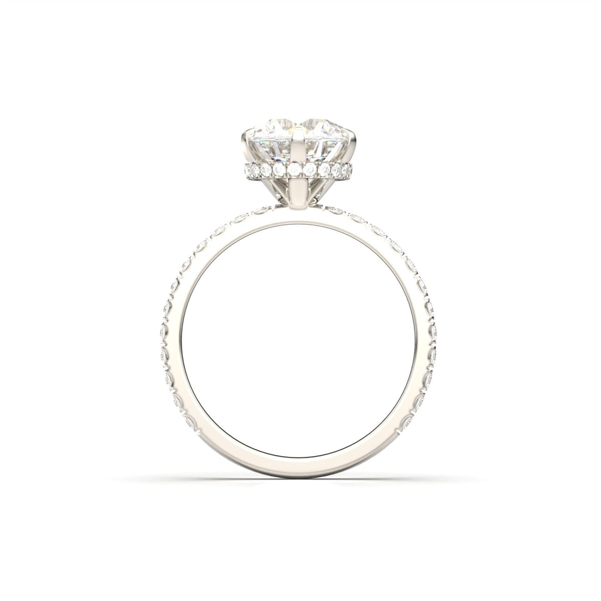 Round Half Pavè & Hidden Halo Moissanite Engagement Ring - Moissanite Engagement Rings
