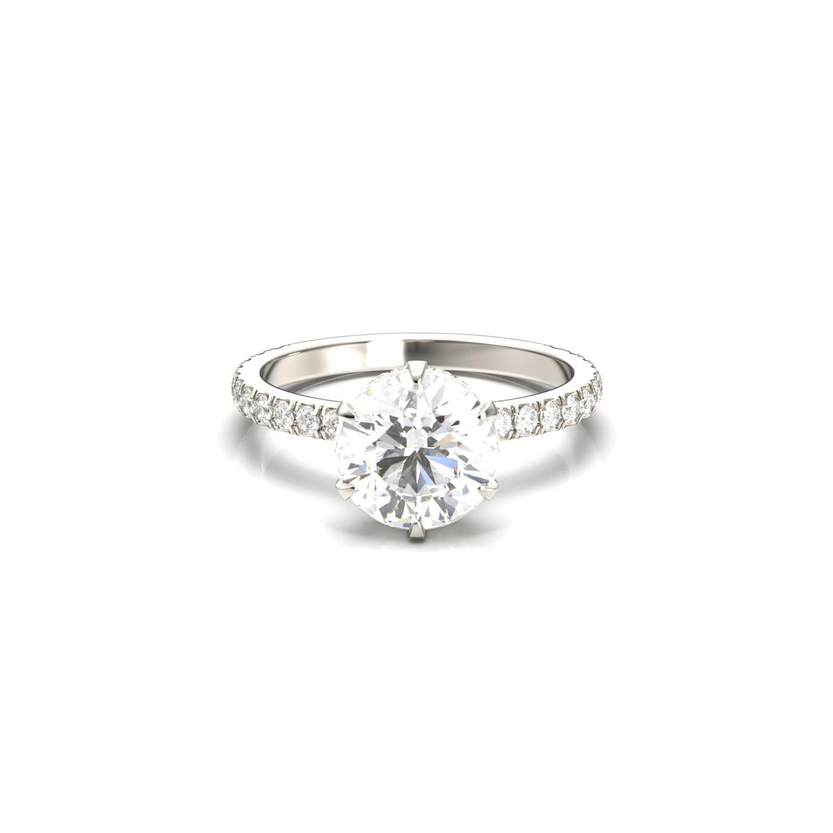 Round Half Pavè & Hidden Halo Moissanite Engagement Ring - Moissanite Engagement Rings