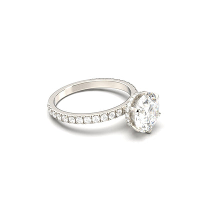 Round Half Pavè & Hidden Halo Moissanite Engagement Ring - Moissanite Engagement Rings
