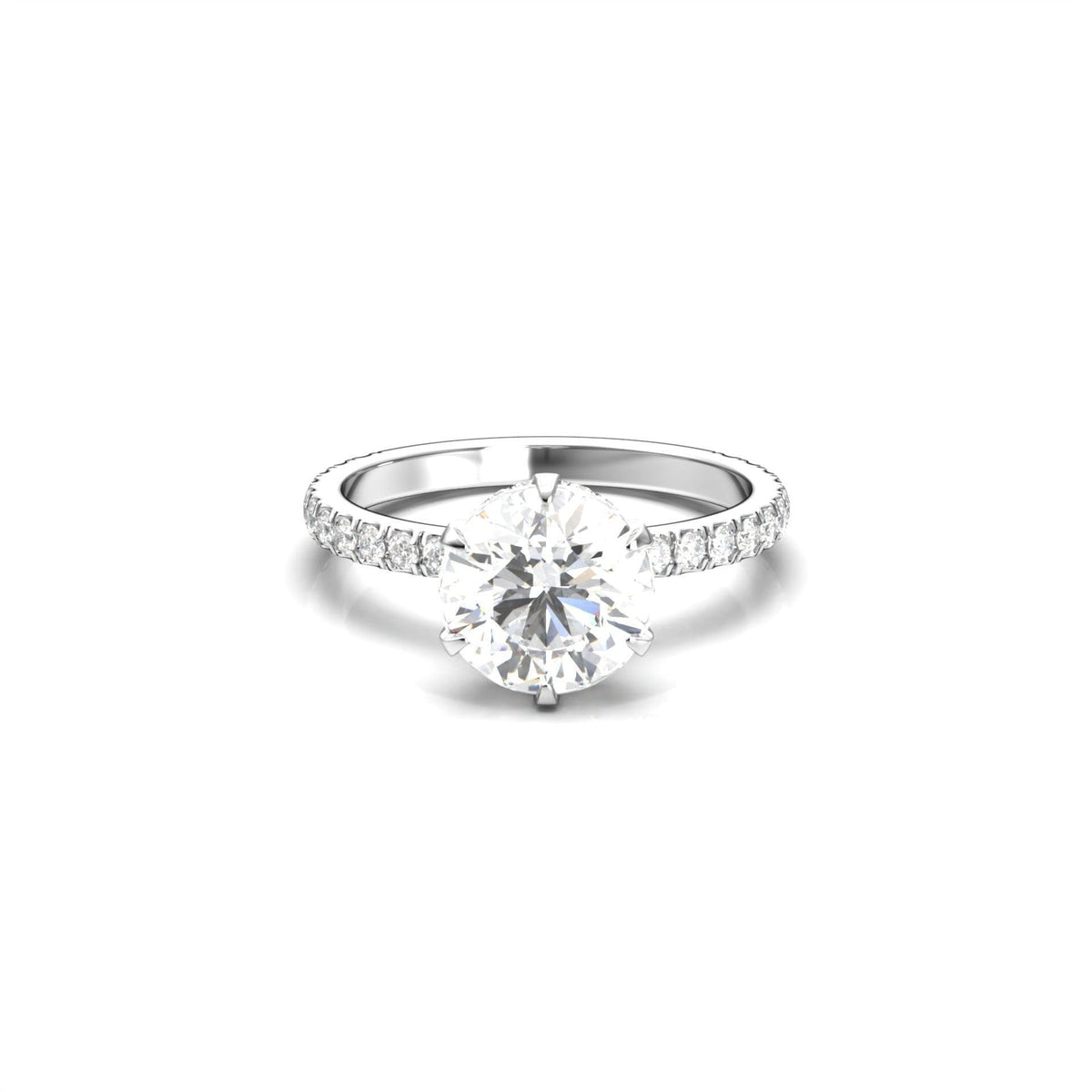 Round Half Pavè & Hidden Halo Moissanite Engagement Ring - Moissanite Engagement Rings