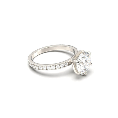 Round Half Pavé Diamond Engagement Ring - Moissanite Engagement Rings