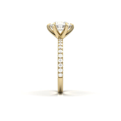 Round Half Pavé Diamond Engagement Ring - Moissanite Engagement Rings