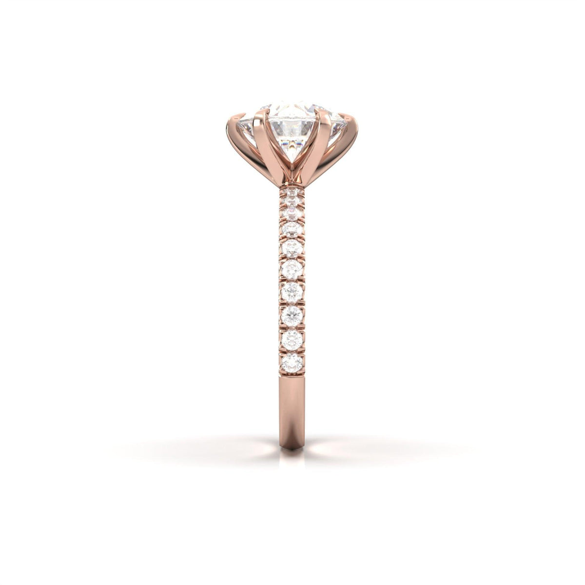 Round Half Pavé Diamond Engagement Ring - Moissanite Engagement Rings