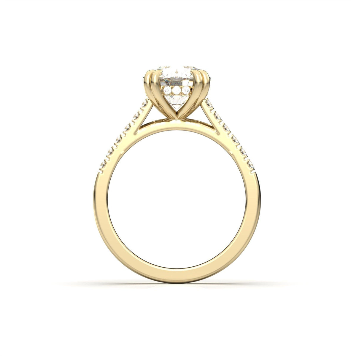 Round Hidden Halo Cathedral Diamond Engagement Ring - Moissanite Engagement Rings