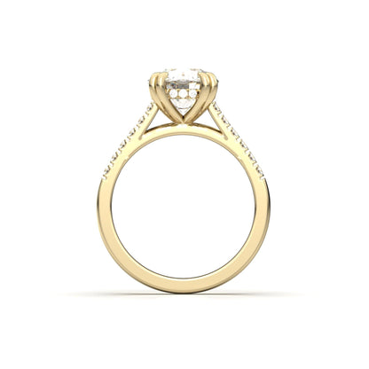 Round Hidden Halo Cathedral Diamond Engagement Ring - Moissanite Engagement Rings