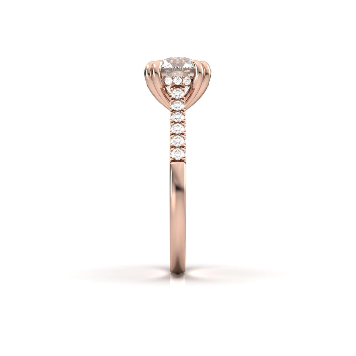 Round Hidden Halo Cathedral Diamond Engagement Ring - Moissanite Engagement Rings