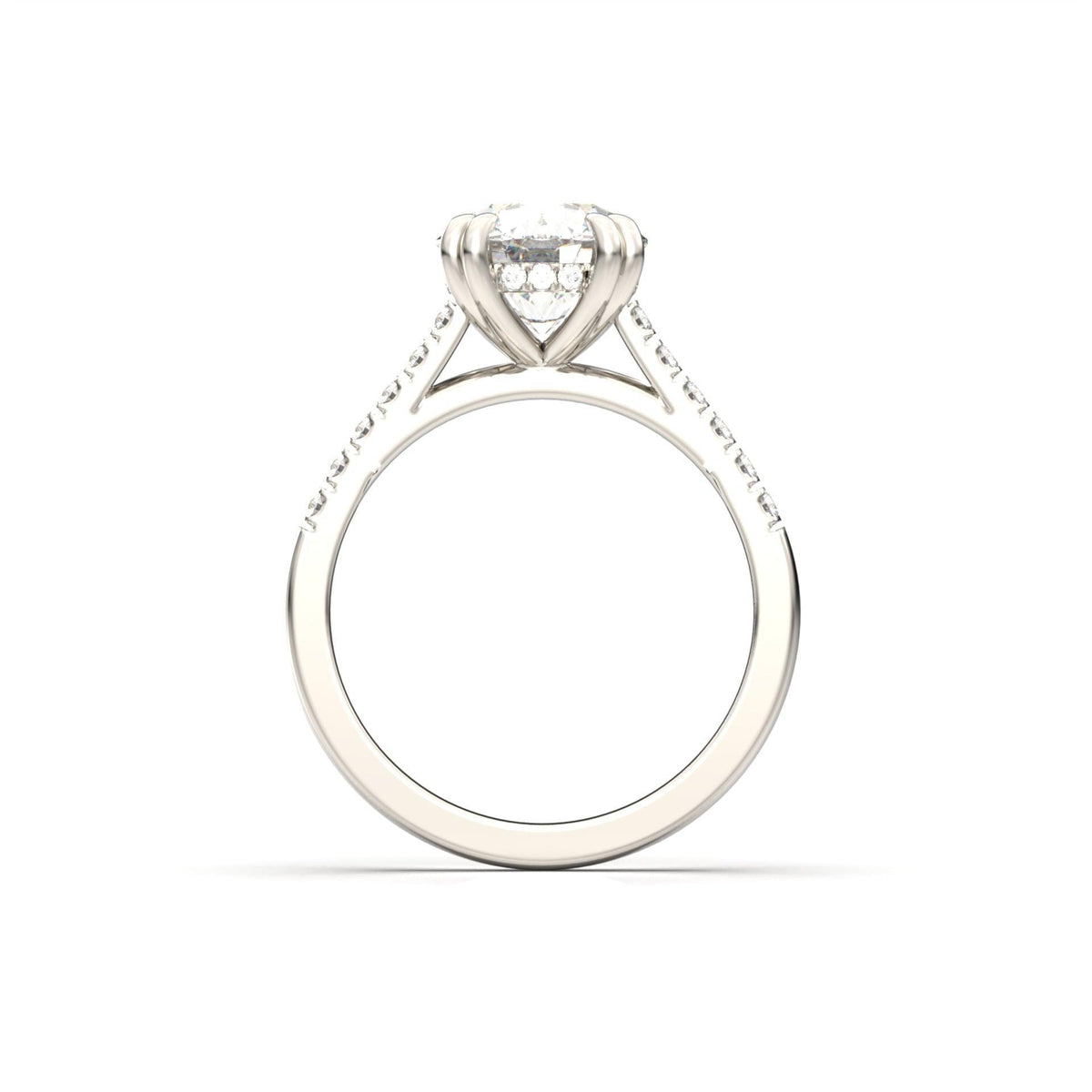Round Hidden Halo Cathedral Diamond Engagement Ring - Moissanite Engagement Rings