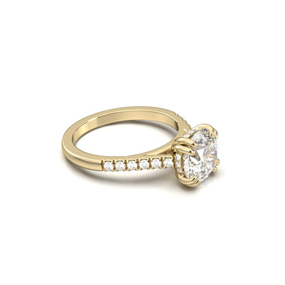 Round Hidden Halo Cathedral Diamond Engagement Ring - Moissanite Engagement Rings