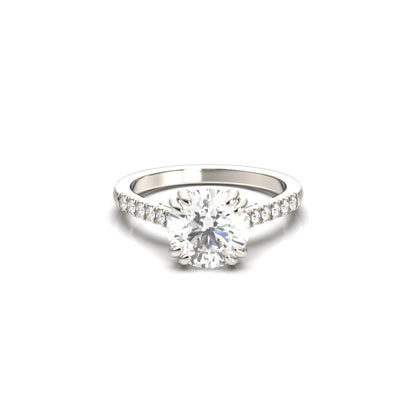 Round Hidden Halo Cathedral Diamond Engagement Ring - Moissanite Engagement Rings