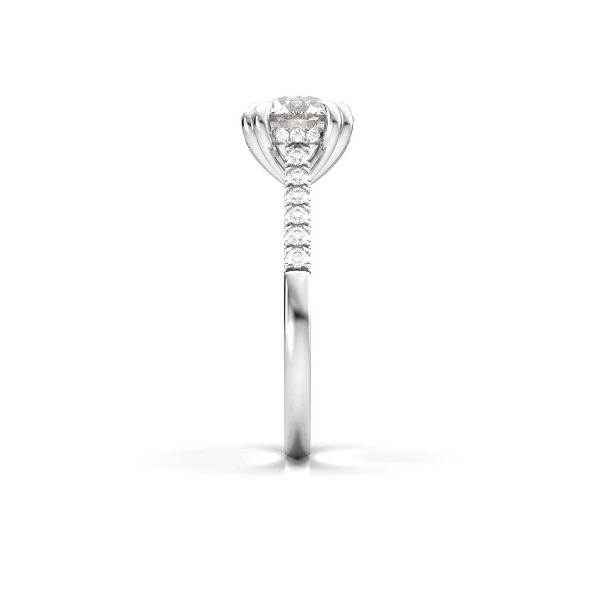 Round Hidden Halo Cathedral Diamond Engagement Ring - Moissanite Engagement Rings