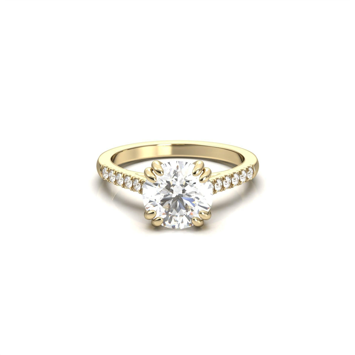 Round Hidden Halo Cathedral Diamond Engagement Ring - Moissanite Engagement Rings