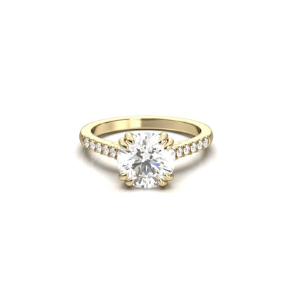 Round Hidden Halo Cathedral Diamond Engagement Ring - Moissanite Engagement Rings