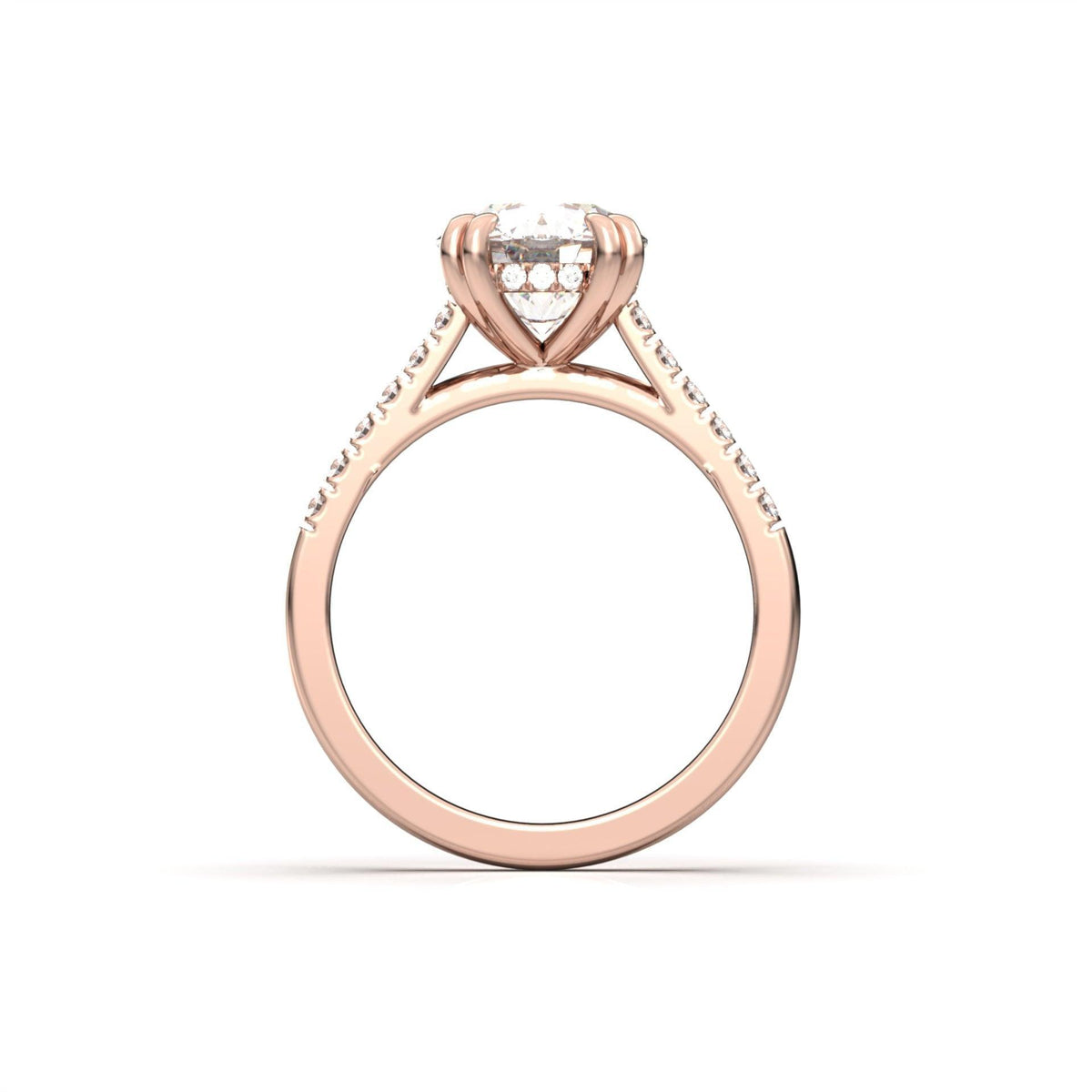 Round Hidden Halo Cathedral Diamond Engagement Ring - Moissanite Engagement Rings