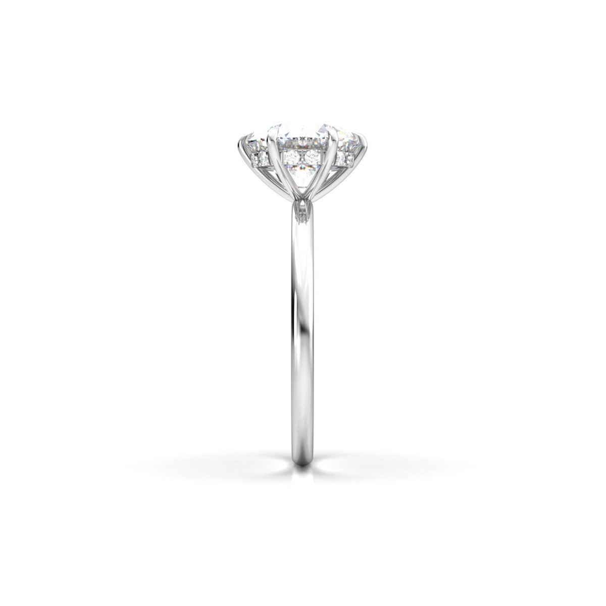 Round Hidden Halo Diamond Engagement Ring - Moissanite Engagement Rings