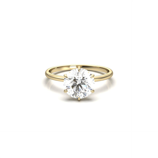 Round Hidden Halo Diamond Engagement Ring - Moissanite Engagement Rings