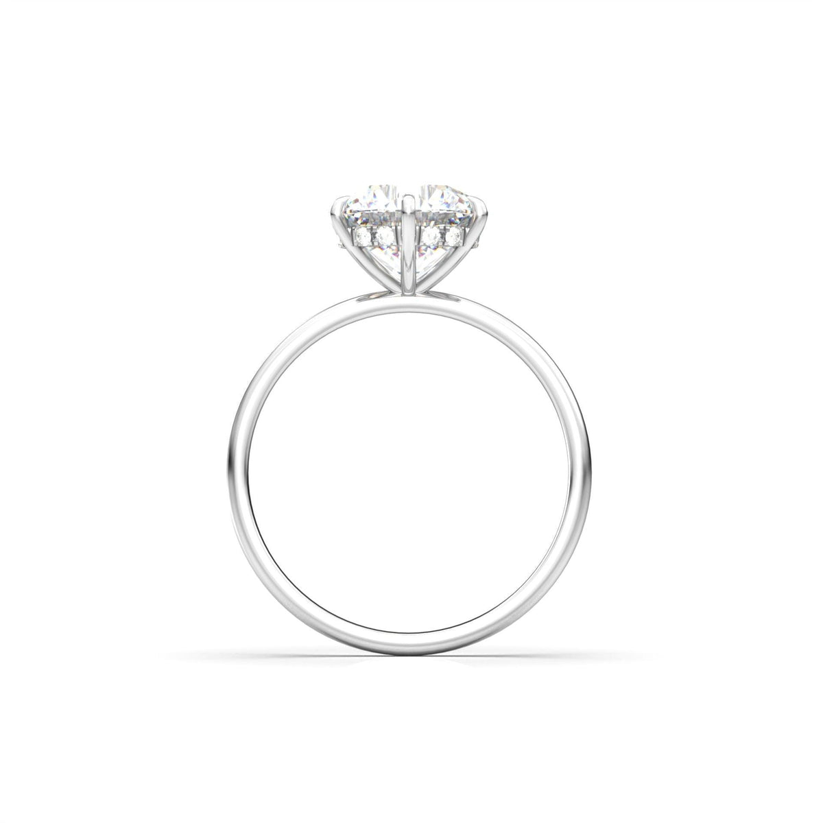 Round Hidden Halo Diamond Engagement Ring - Moissanite Engagement Rings