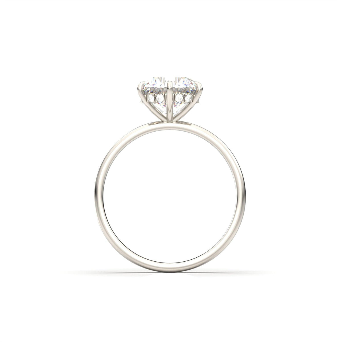 Round Hidden Halo Diamond Engagement Ring - Moissanite Engagement Rings