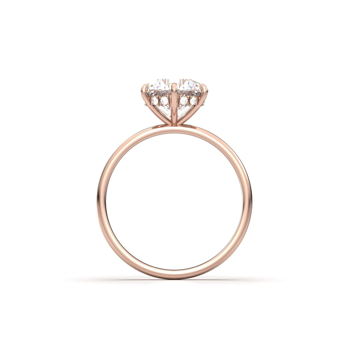Round Hidden Halo Diamond Engagement Ring - Moissanite Engagement Rings
