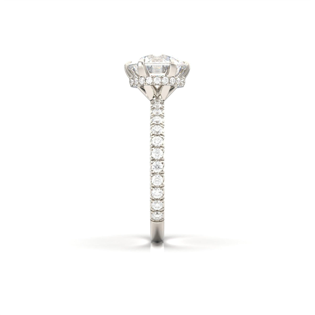Round Hidden Halo Full Pavè Diamond Engagement Ring - Moissanite Engagement Rings