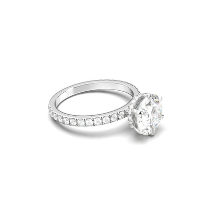 Round Hidden Halo Full Pavè Diamond Engagement Ring - Moissanite Engagement Rings