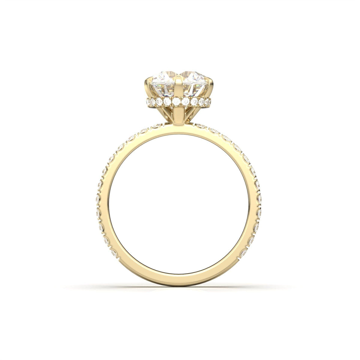 Round Hidden Halo Full Pavè Diamond Engagement Ring - Moissanite Engagement Rings
