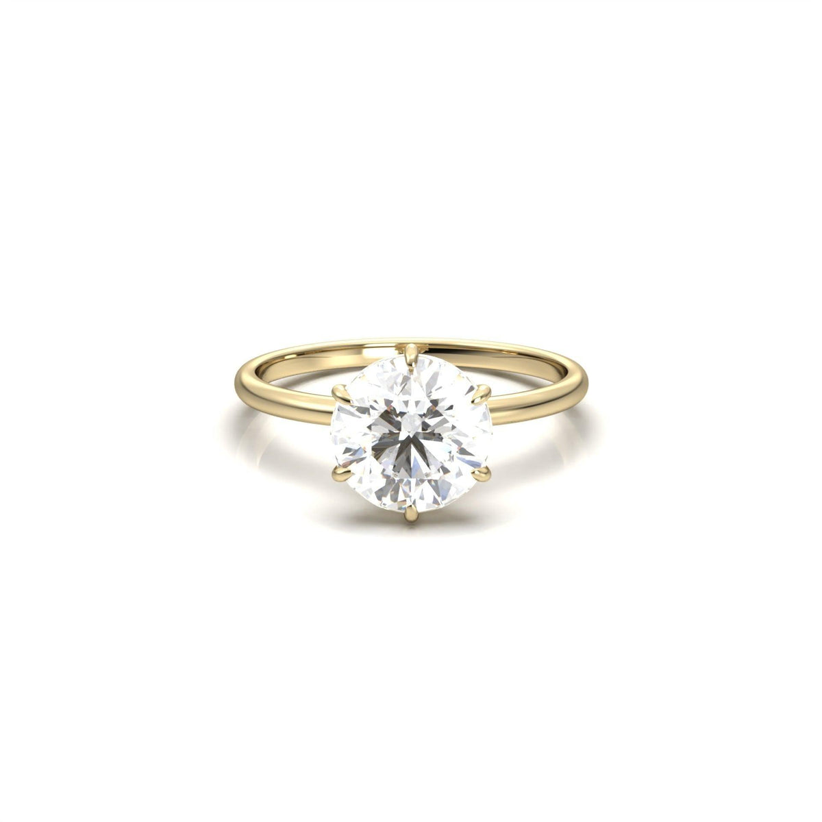 Round Solitaire 6 Claw Setting Moissanite Engagement Ring - Moissanite Engagement Rings
