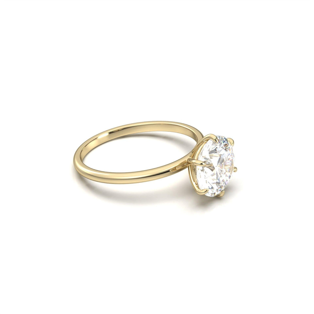 Round Solitaire 6 Claw Setting Moissanite Engagement Ring - Moissanite Engagement Rings