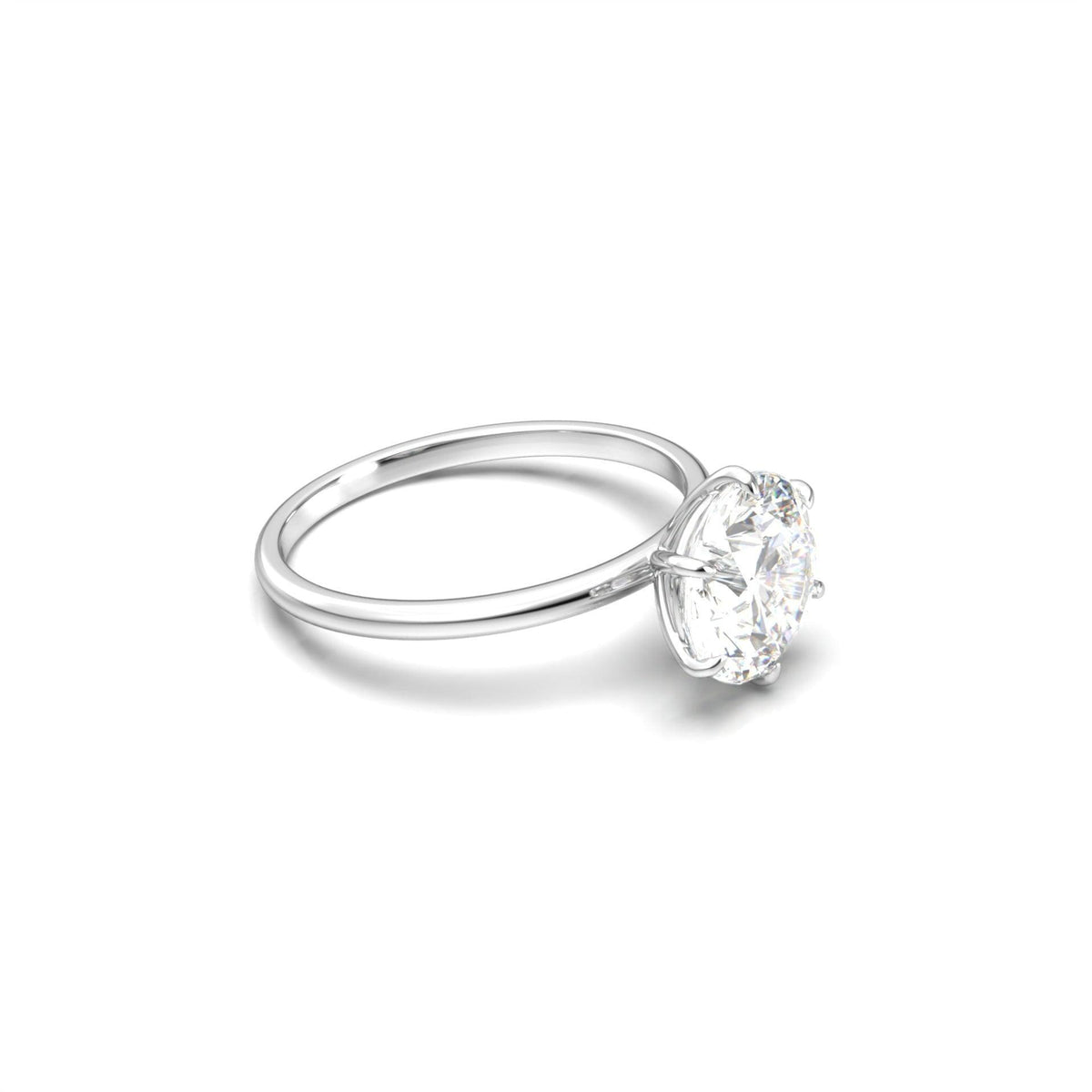 Round Solitaire 6 Claw Setting Moissanite Engagement Ring - Moissanite Engagement Rings